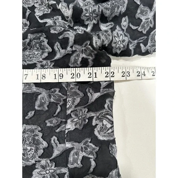 Citron Santa Monica Black Floral Burnout Silk Rayon Tunic Top Womens M - Picture 3 of 5